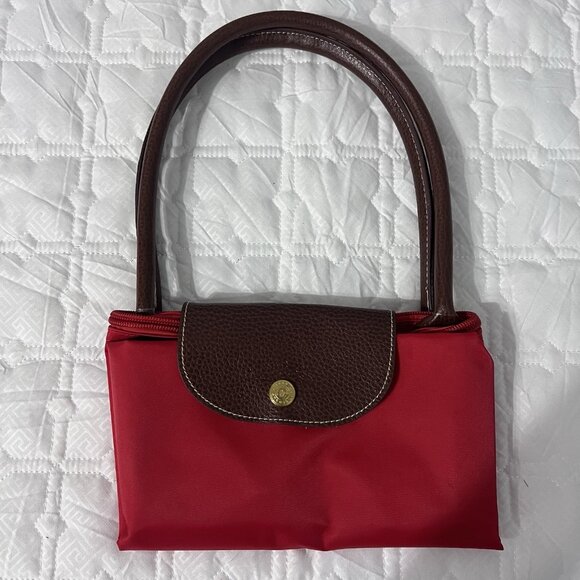 LONGCHAMP Le Pliage Medium Handbag Red Nylon Tote Foldable - Picture 8 of 13